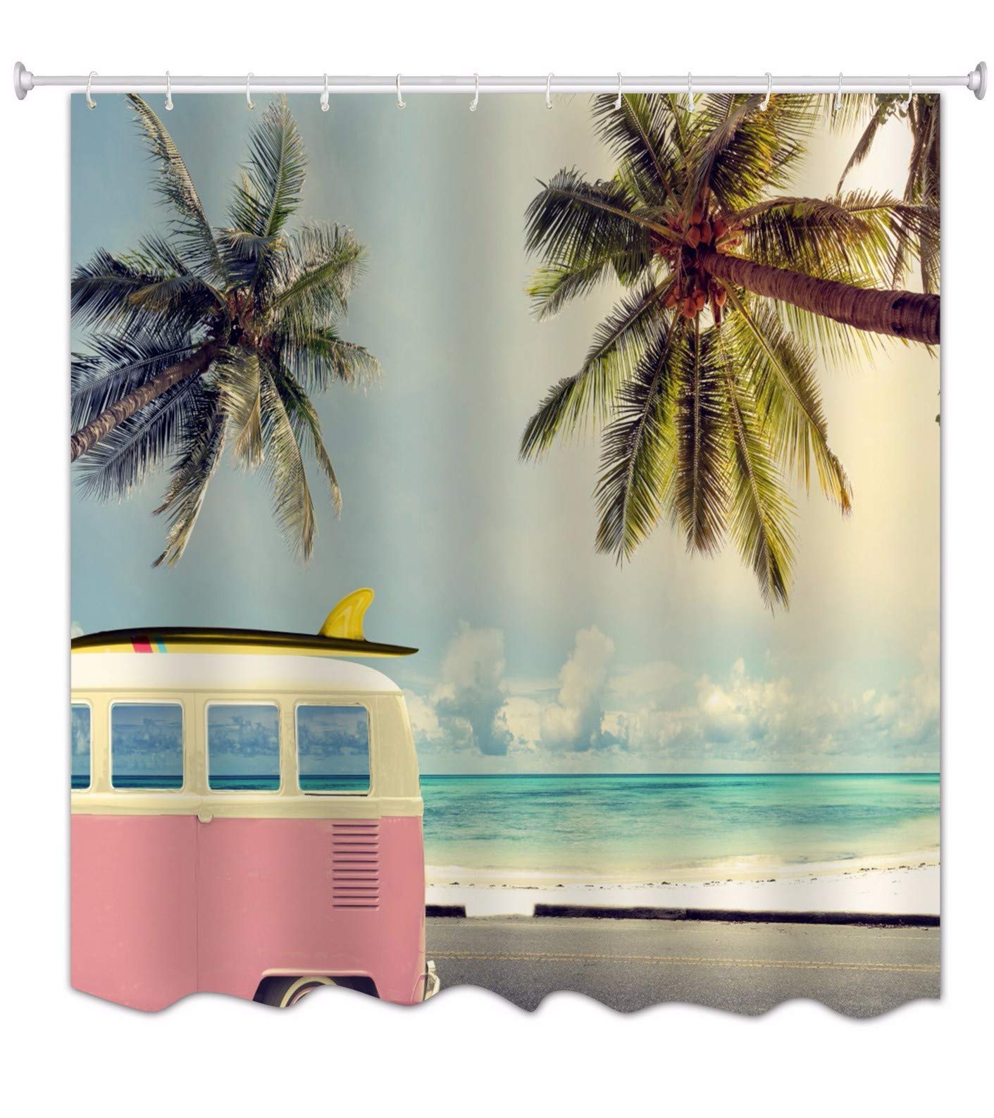 Alfombra De Baño Con Estampado Playa Atardecer - Material Franela Suave, Base Antideslizante De Goma - Lavable A Máquina