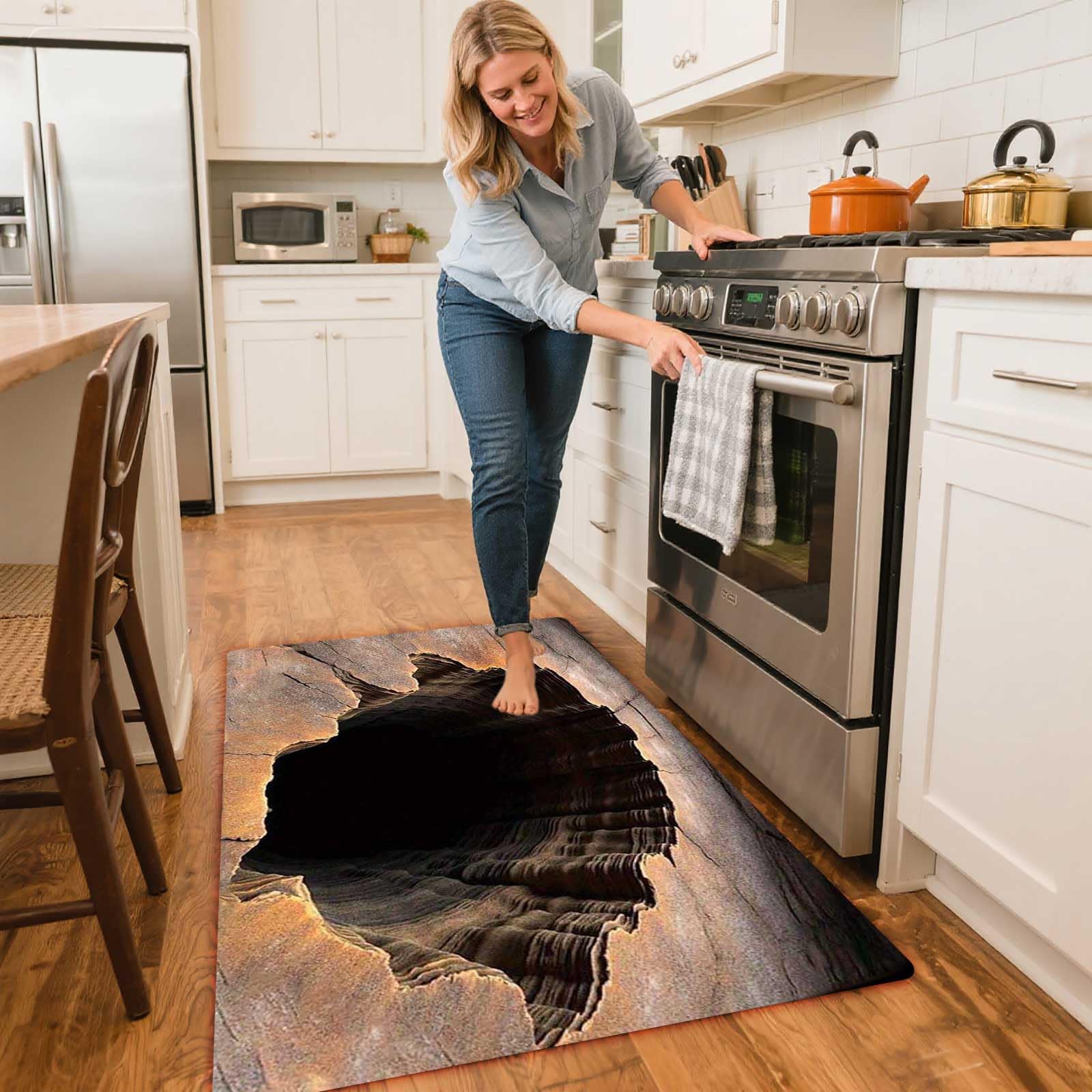 Generisch 3D Optische Diatomit Badematte 120x80cm mit Canyon Design – Hochabsorbierend & Schnelltrocknend für Badezimmer, Küche, Flur & Wohnzimmer (80x120cm)