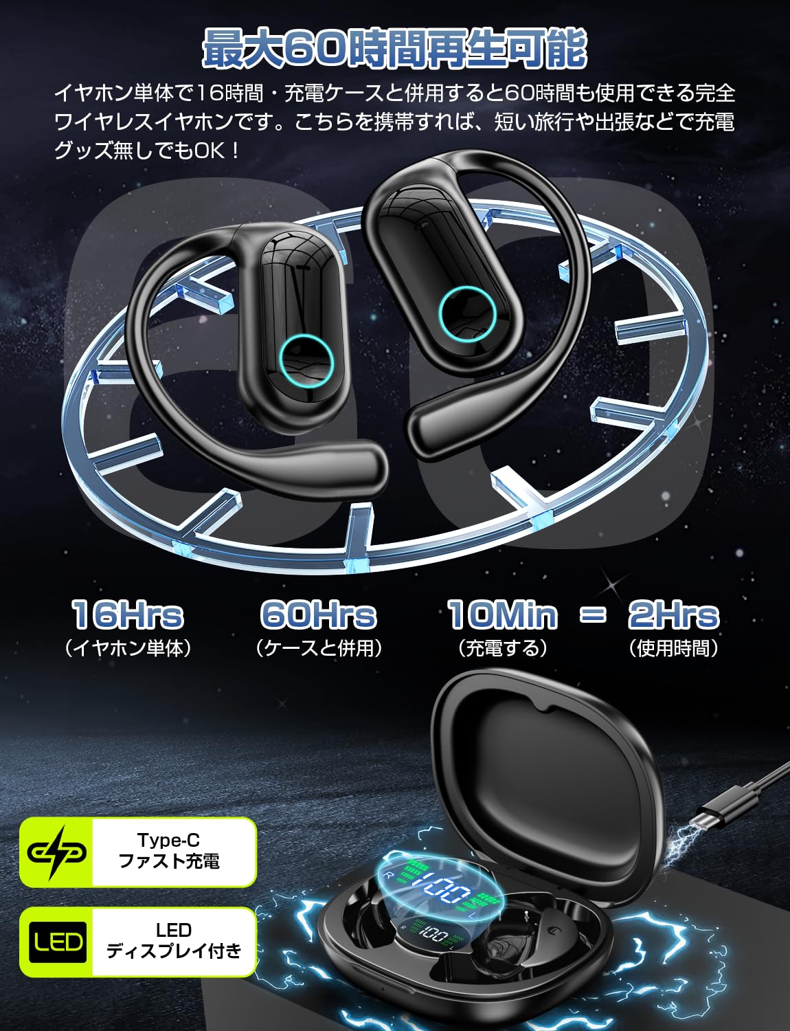 Amazon.co.jp: イヤホン bluetooth OWS ワイヤレスイヤホン 【まるで耳