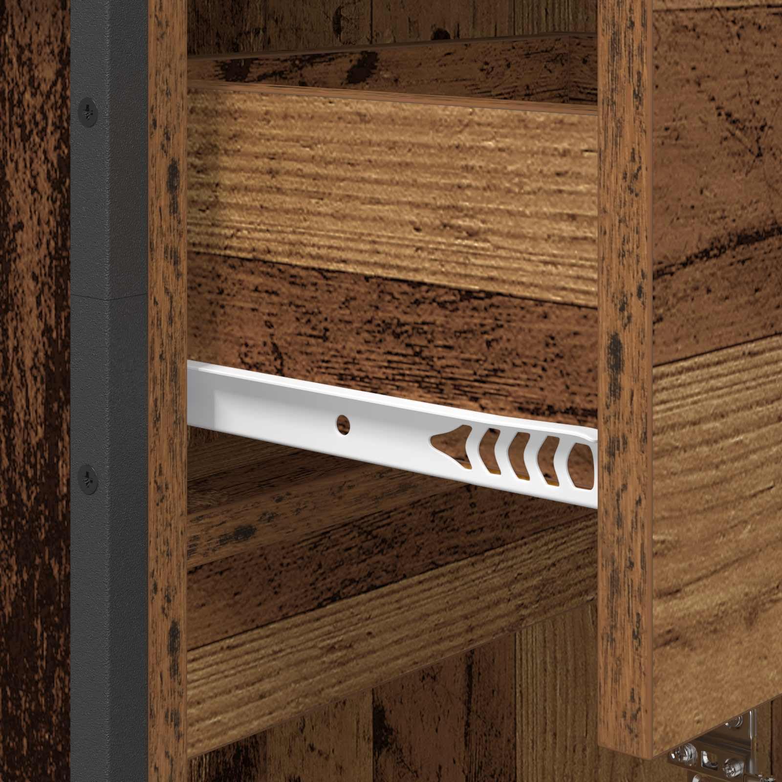 Mueble de baño de madera vieja 40 x 30 x 100 cm con cajón y puerta, ahorra espacio, patas de acero, moderno