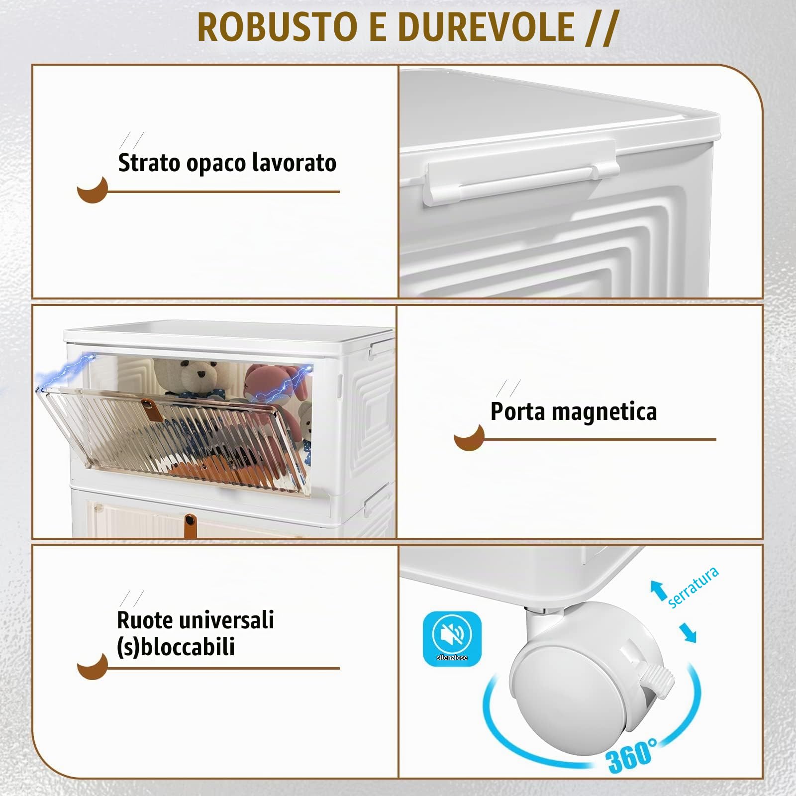 JoliJour Contenitori Plastica con Coperchio Pieghevole Set di 3 Impilabili Scatole Plastica con Coperchio Armadio salvaspazio contenitori per riporre vestiti utensili da cucina giocattoli libri bagno