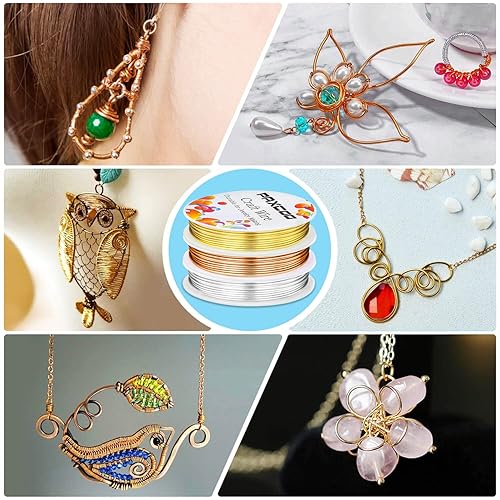 Miniatura 7 de Paxcoo Paquete de 3 alambres de joyería para manualidades, calibre 18, resistentes al deslustre, para suministros de fabricación de joyas y