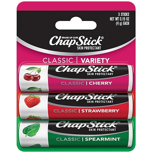 Miniatura 1 de ChapStick Paquete variado de tubos de bálsamo labial de menta verde, cereza y fresa, 0.15 onzas cada uno (paquete de 3)