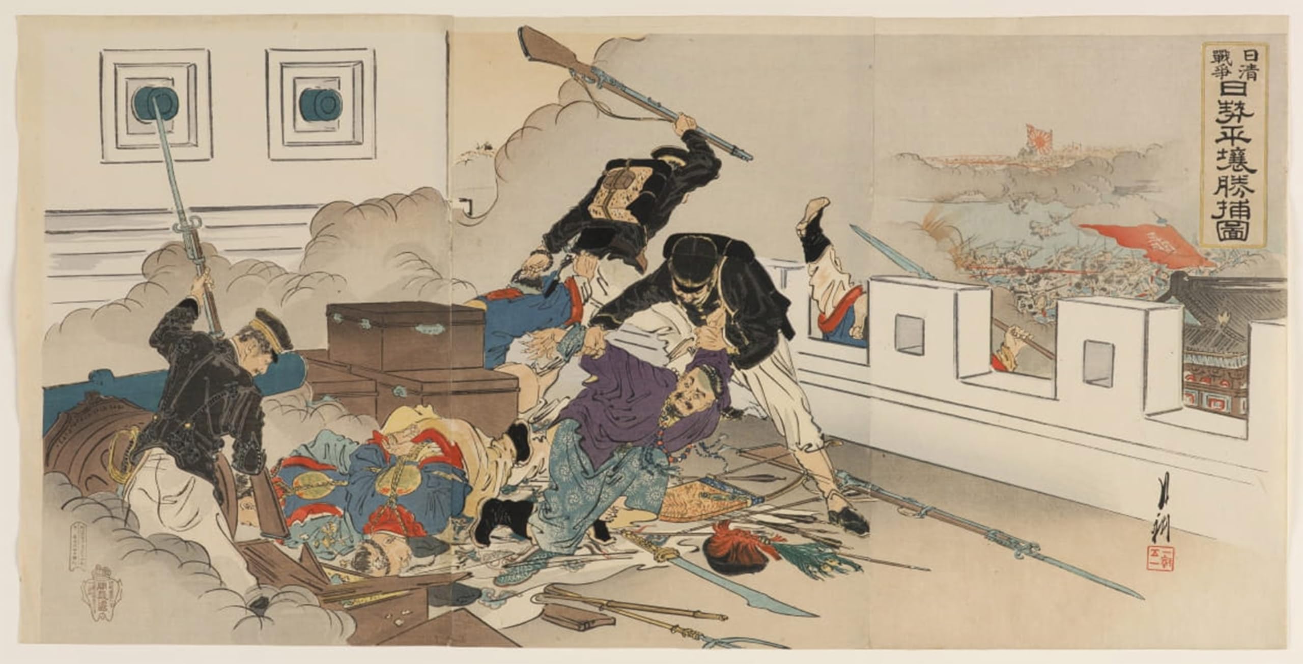 SERENDIPITP Retro Picture Poster Wall Art Pictures Painting Sino-japanese War by Ogata Gekko Wall Art Canvas Print for Wall Decor 60x90cm