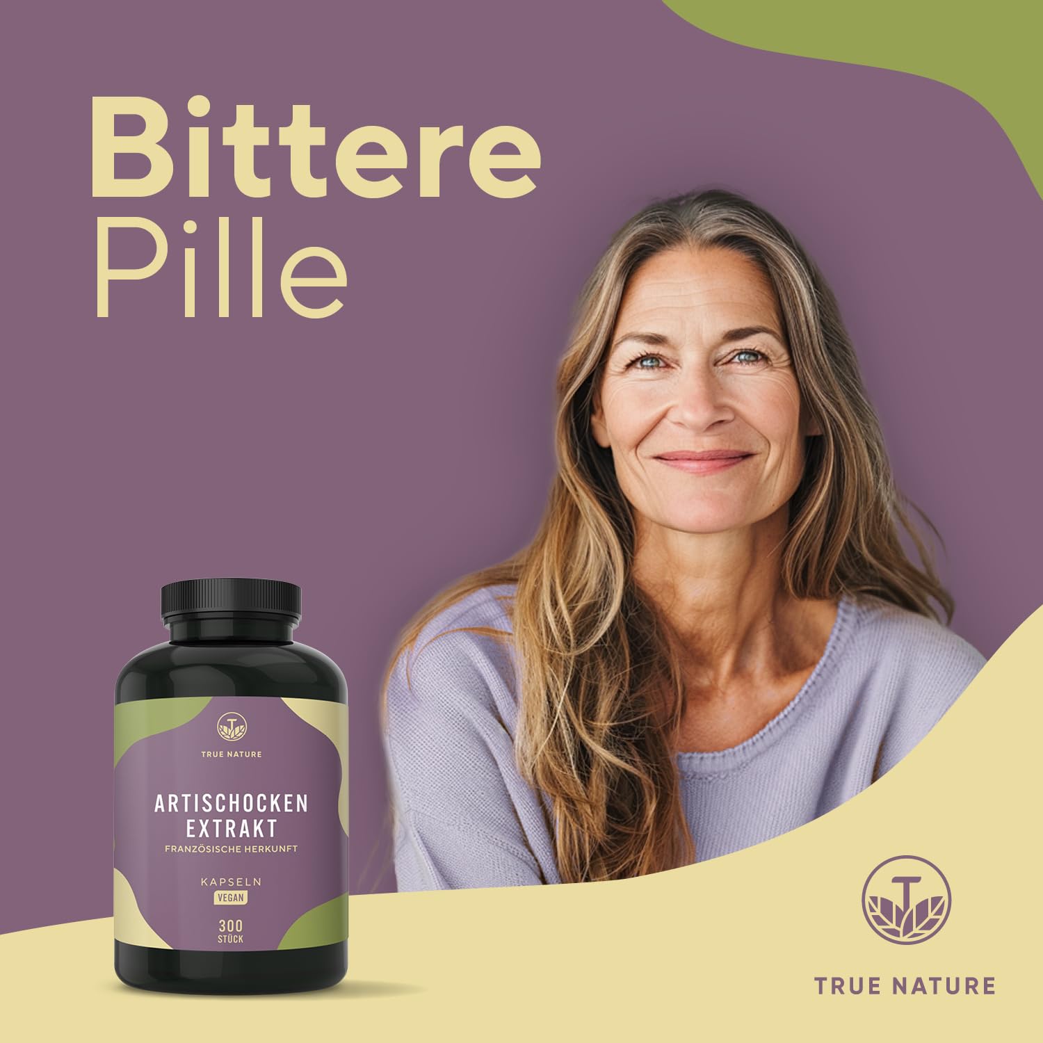 Artischocken Kapseln Hochdosiert – 2400 mg pro Dosis – 60 mg Cynarin – 28.800 mg Artischocke – 12:1 Extrakt – 300 vegane Kapseln – Laborgeprüft – Made in Germany – TRUE NATURE®