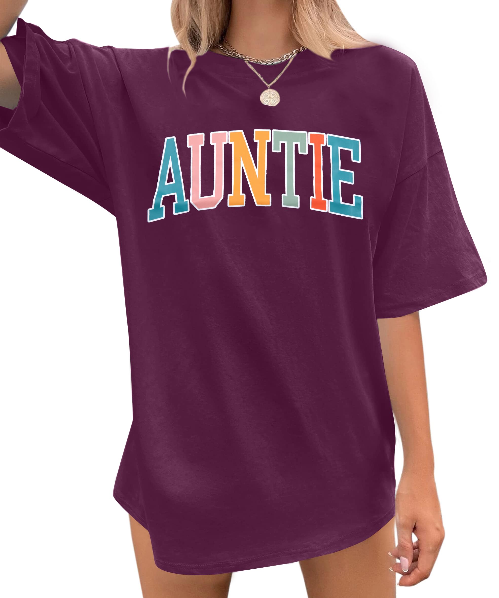 Aunt Shirt Women Best Auntie Shirts for Baby Shower Announcement Mother's Day T-Shirt Short Sleeve Shirts
