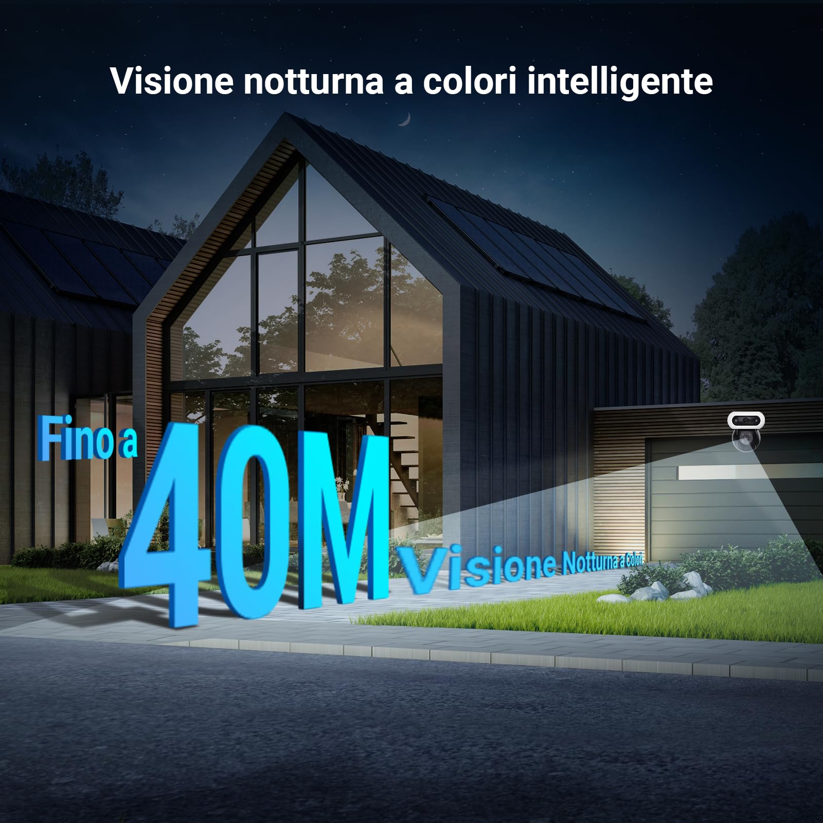 EZVIZ 8MP (4MP+4MP) Telecamera WiFi Esterno con Doppia Lente, Telecamera per Esterni a 360°, Visione Notturna a Colori, Rilevamento Persone/Veicoli, Audio Bidirezionale, Impermeabile, C90 Dual