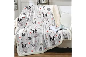 Plush Sherpa Fleece Frenchie Blanket for Dog Lovers