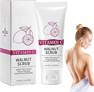 Esfoliante Corporal Esfoliante - 60g Esfoliante Corporal Hidratante Vitamina C Nozes,Esfoliante Corporal Orgânico Nutre a Pele e Melhora o Embotamento da Pele, Adequado para Homens e