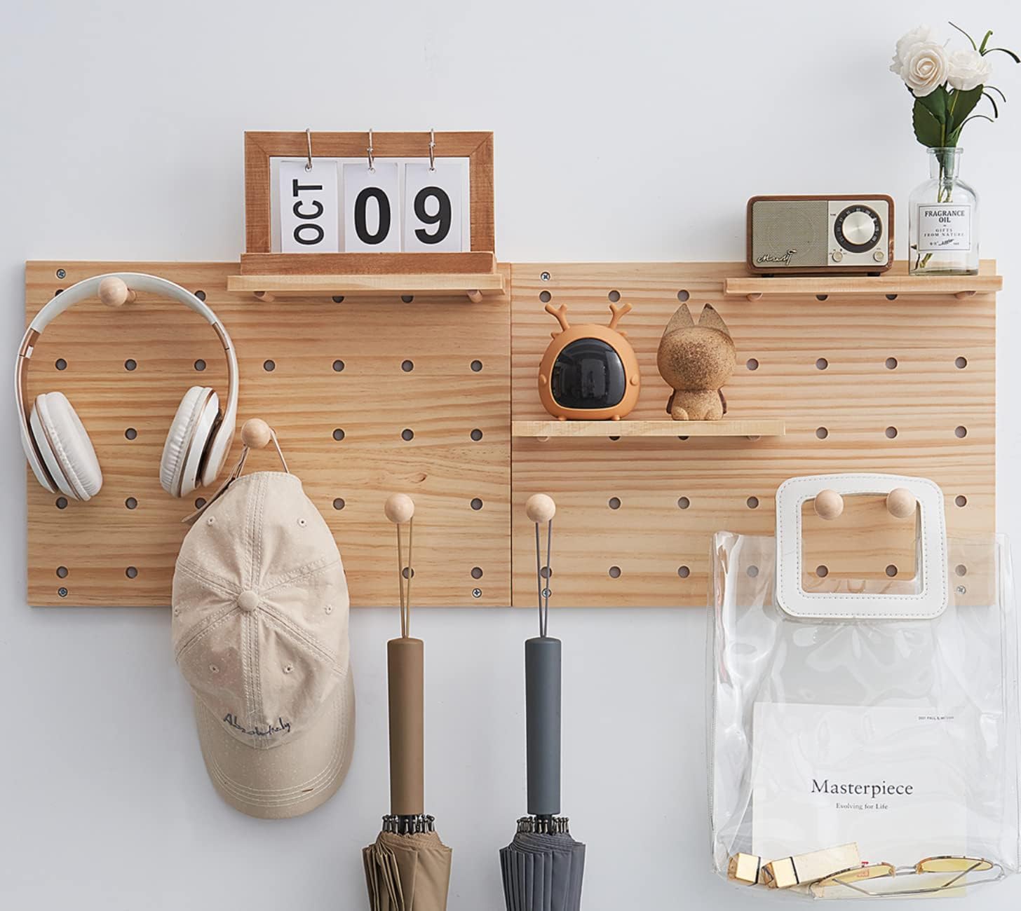 socalsunny Wood Pegboard Combination Wall Organizer Kit