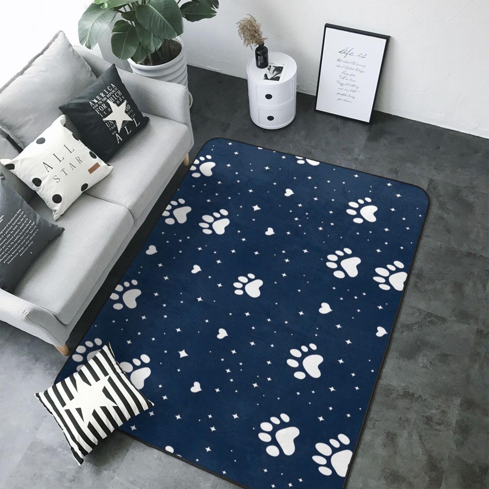 Tapis de salon antidérapant et doux pour famille avec animaux 203x147 cm