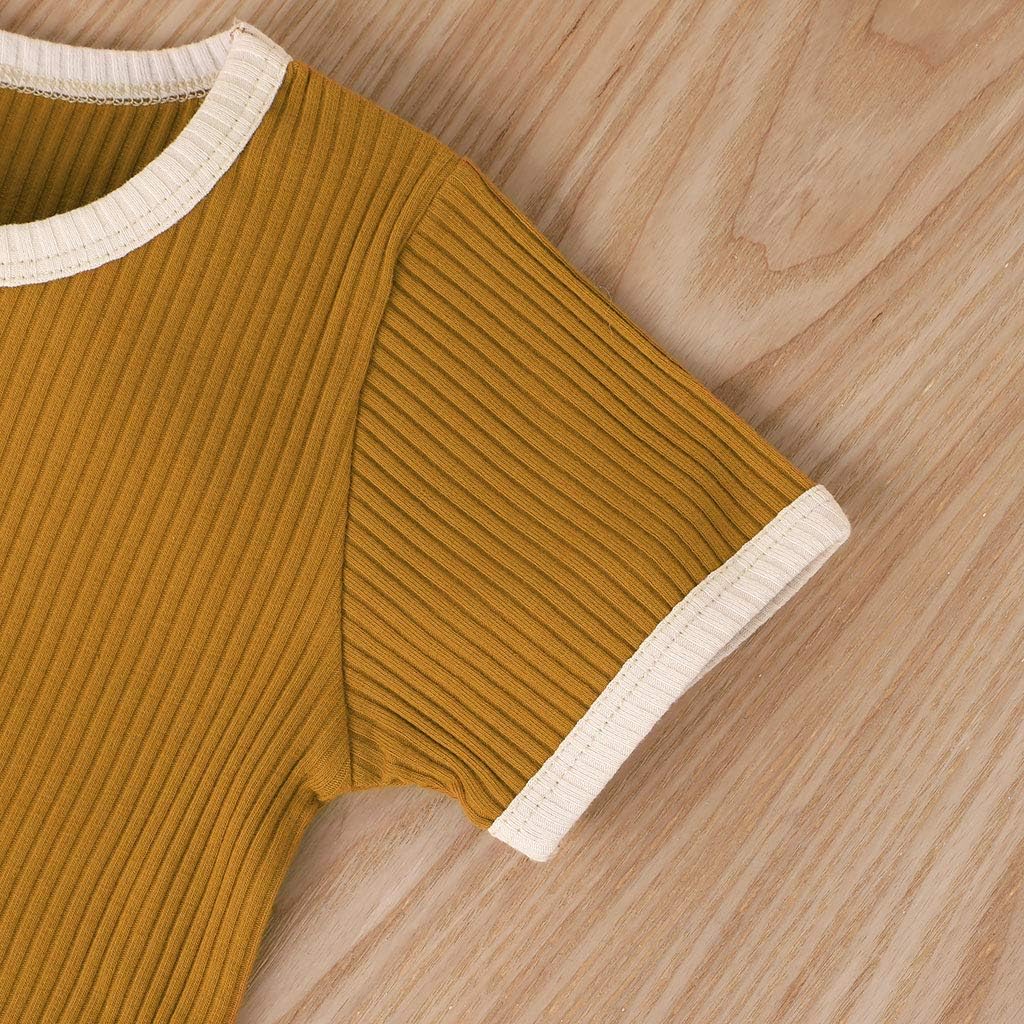 Unisex Toddler Baby Boy Girl Summer Clothes Short Sleeve T-Shirt Tops+Short Pants Ribbed Two Piece Solid Outfit Set - Image 4
