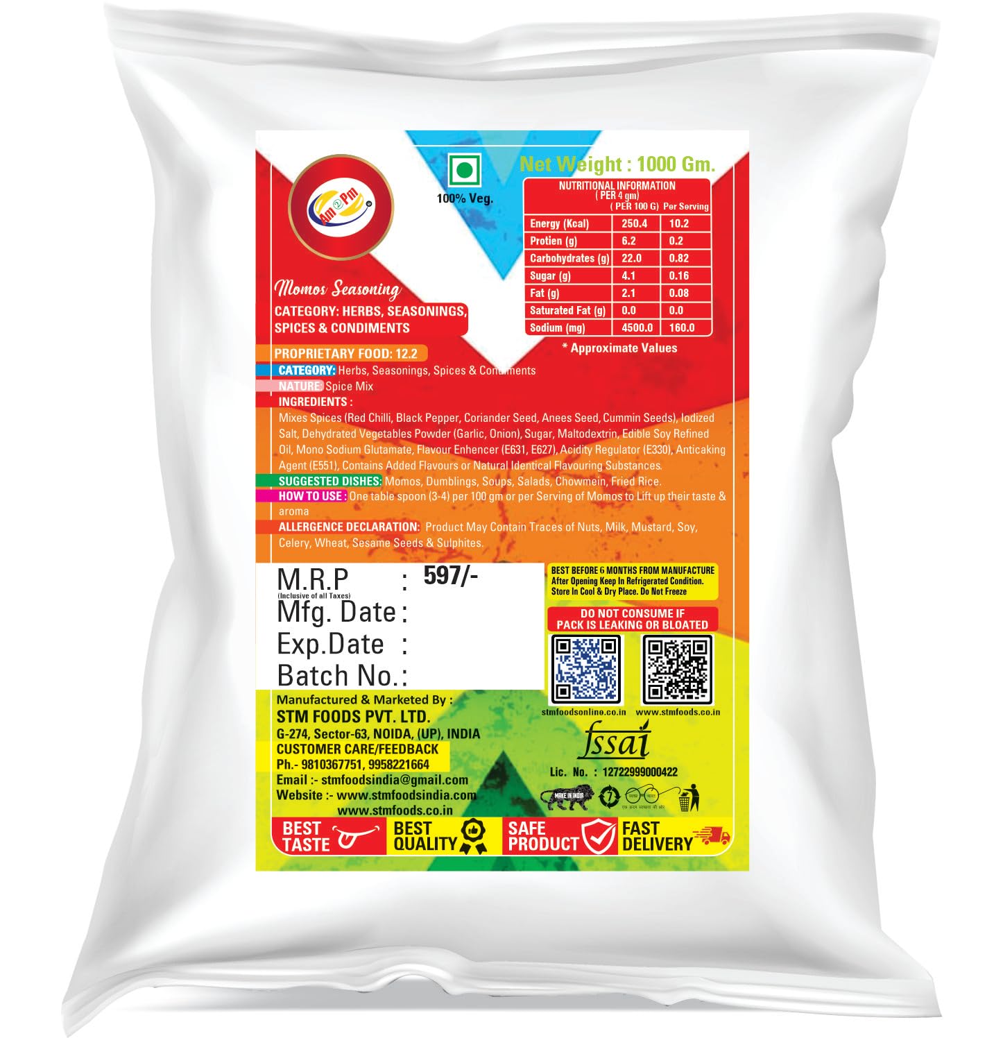 Am 2 Pm - Momo Seasoning - Momo Spice Mix/Seasoning/Masala Powder