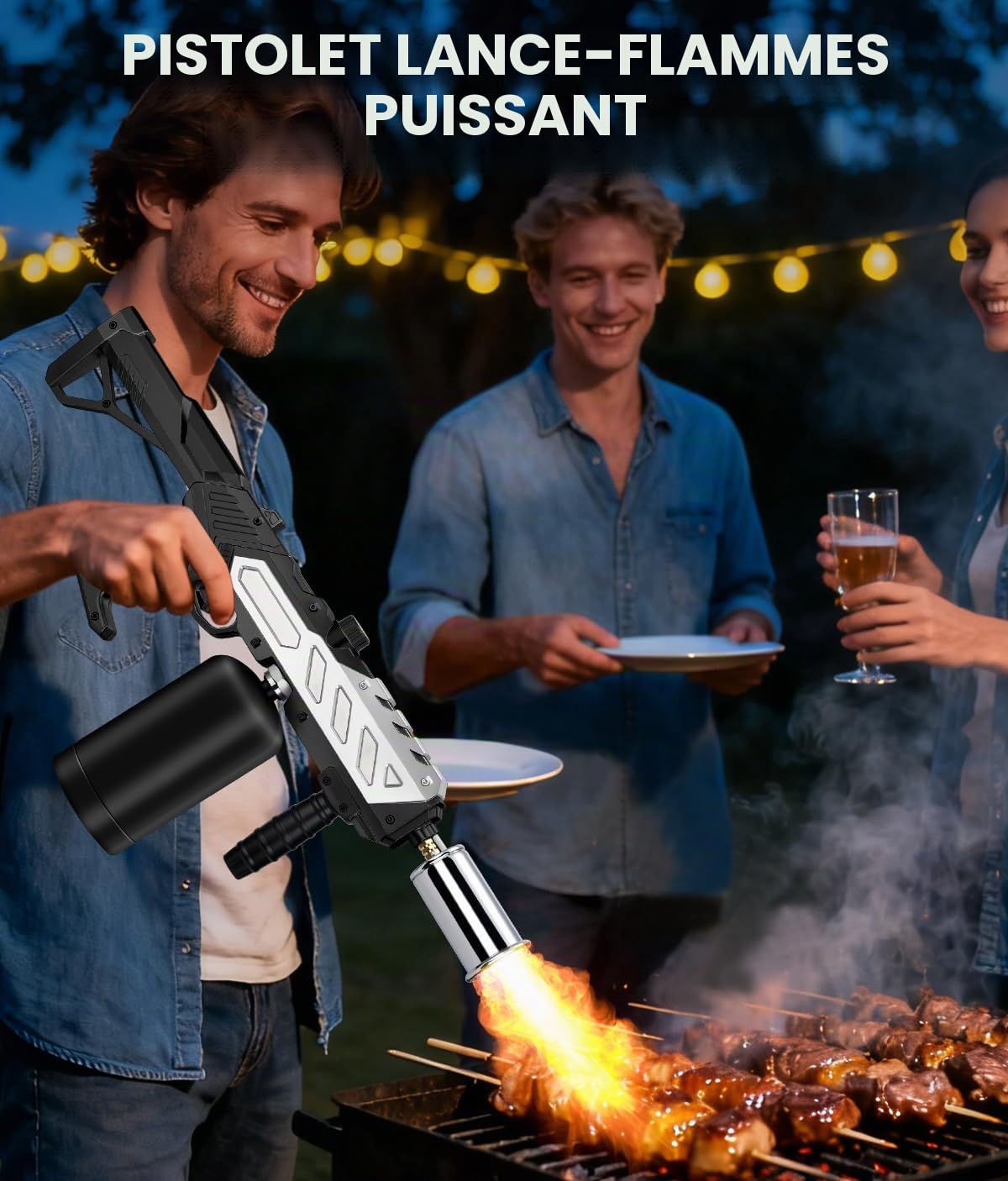 Torche au propane puissante avec design amovible, pistolet de cuisine avec flamme réglable, brûleur de flamme, lance-flammes pour barbecue, allume-charbon, feu de camp, désherbage (réservoir non