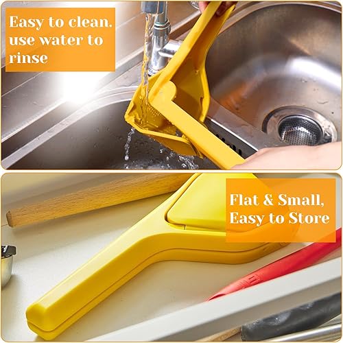 Miniatura 7 de Exprimidor de limón sin esfuerzo, exprimidor manual de cítricos, prensa de cítricos, fácil de apretar, plegable, extractor de jugo de mano para