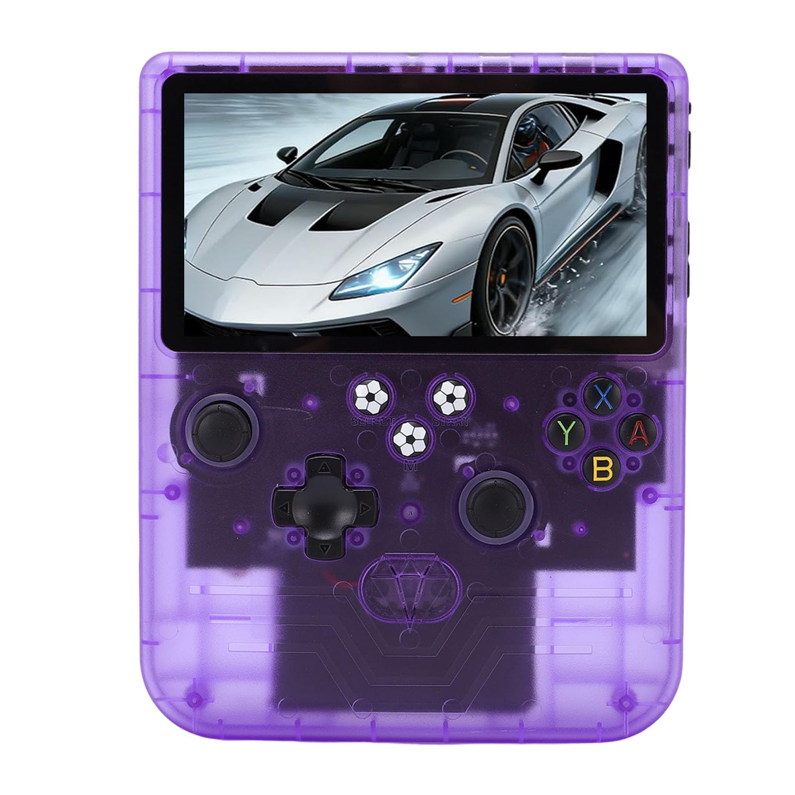 Gonetre Console di Gioco Portatile, Schermo HD da 6,0 Pollici Console di Gioco retrò da 6000 MAh con Doppi Joystick RGB, Supporta Oltre 30 Emulatori per Giochi Portatili (Viola traslucido)