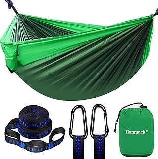Camping Hammock, Double Hammock with 2 Tree Straps, Portable Lightweight Hammocks with 210T Parachute Nylon for Outdoor, Travel, Beach, Hiking, Yard Gear, 2 Person Hammock for Outside