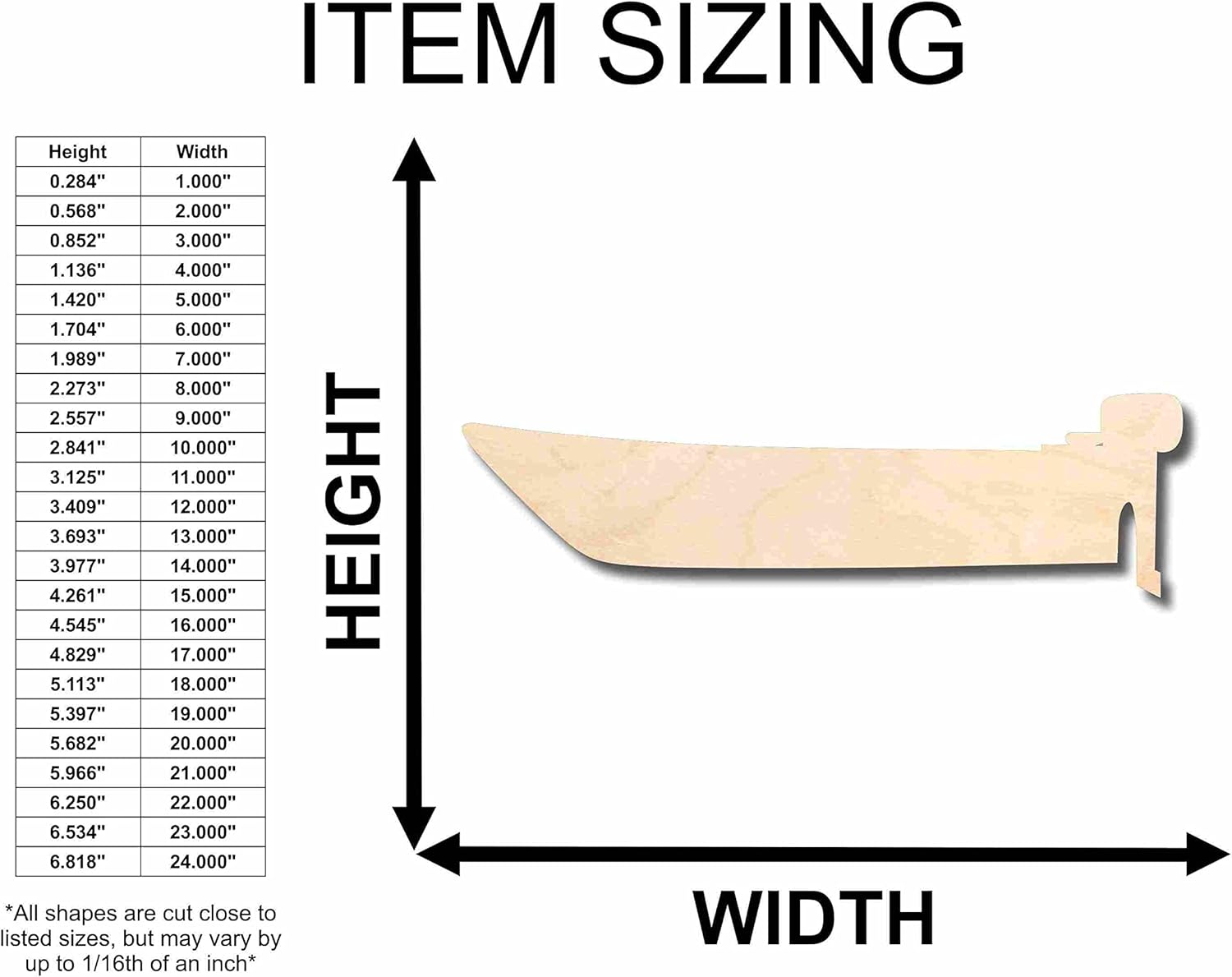 Unfinished Wood Fishing Boat Silhouette Craft up to 46" DIY 12" / 1"