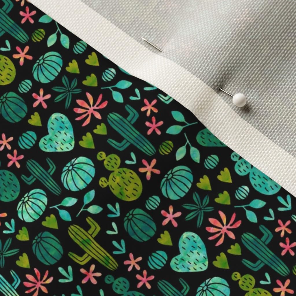 Spoonflower Fabric - Cacti Watercolor Black Mini Cactus Succulent Desert Nature Printed on Upholstery Velvet Fabric Fat Quarter - Upholstery Home Decor Bottomweight Apparel