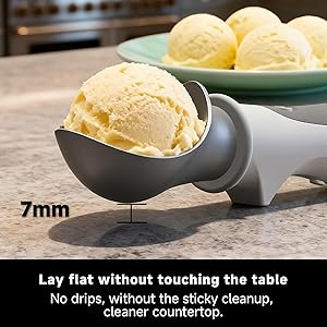 SEAINGO Heated Ice Cream Scoop - Rechargeable, ON/OFF Safety Lock Switch, Two Warming Modes, Ergonomic Handle, Electric Kitchen Tool Nonstick Scooper for Gelato, Frozen Yogurt, Sorbet & More