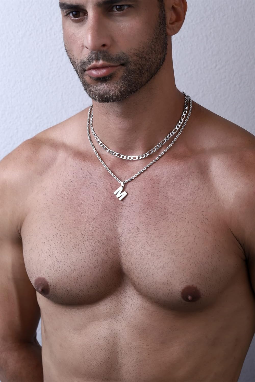 WEDDINEN Layered Initial Necklace for Men Boys Figaro Twist Rope Chain Letter Necklace Jewelry Birthday Valentines Gift for Him Men Boyfriend Teen Boys - Image 5