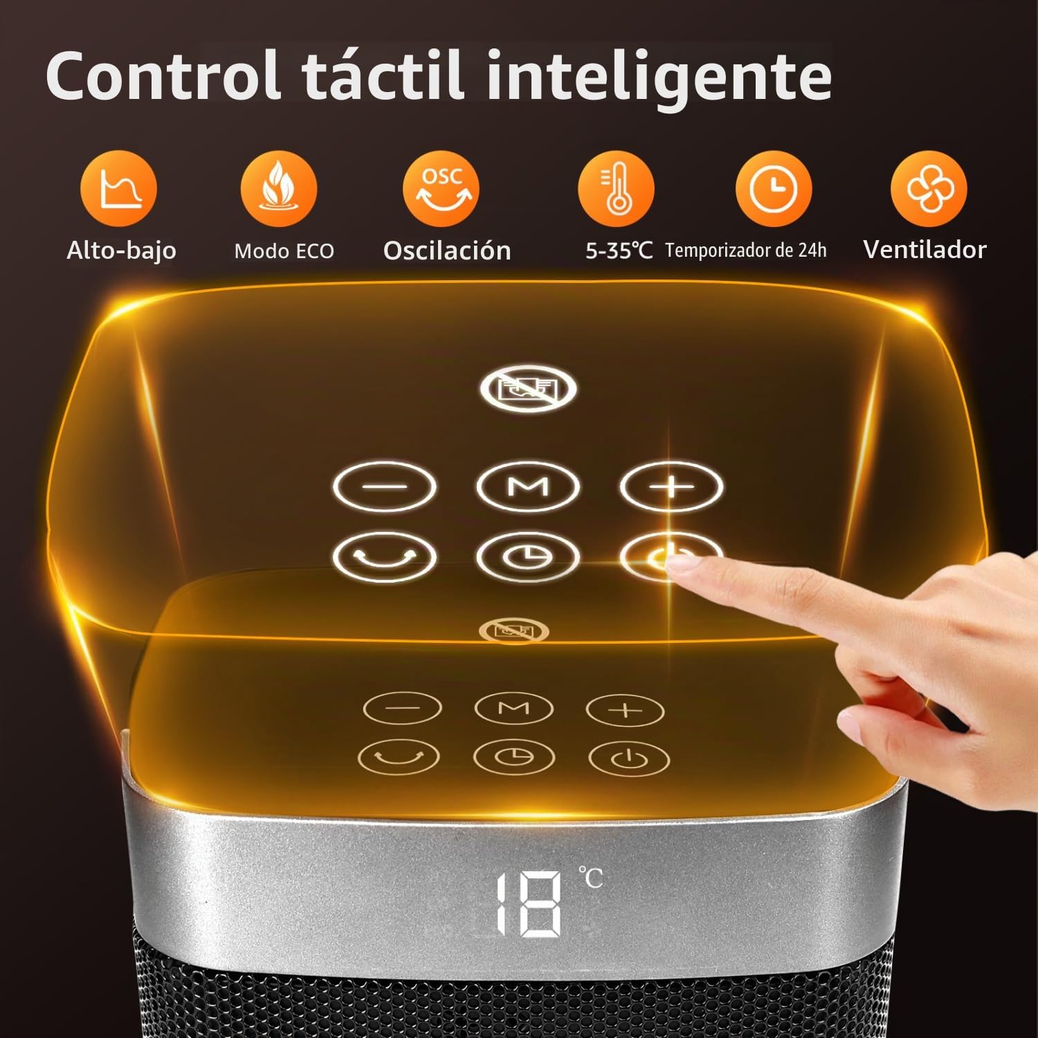 Taylor Swoden Calefactor cerámico PTC 1500W con mando a distancia, pantalla LED, temporizador 24H, oscilante 70º, 3 velocidades y modo ECO. Calentamiento rápido dormitorios, despachos etc, 2 Piezas