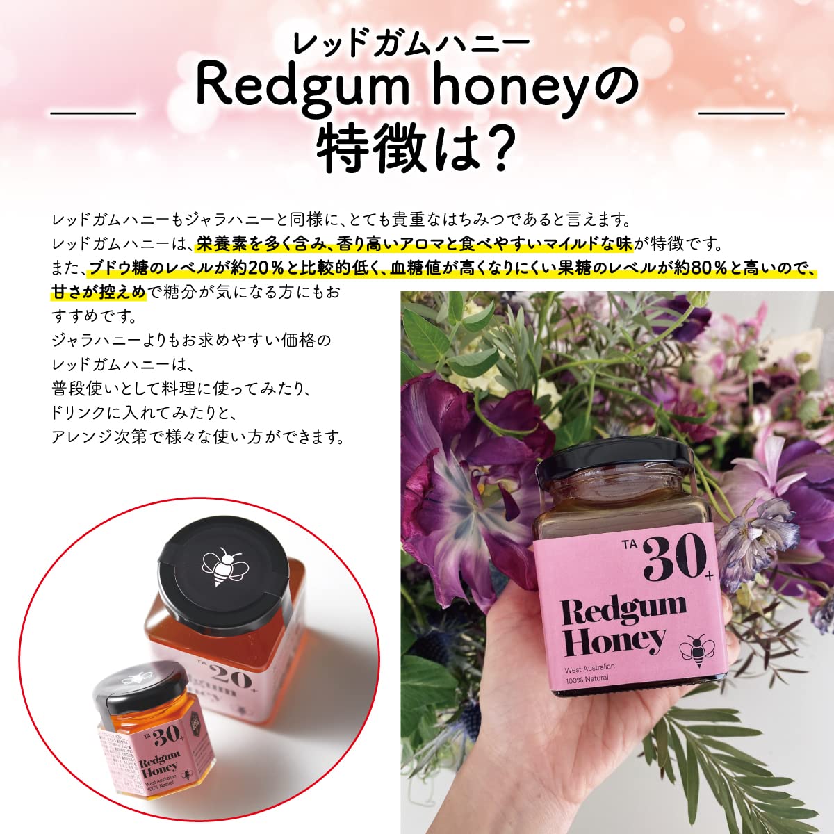 Amazon | レッドガムハニーTA20+ 250g 非加熱 オーストラリア産 無添加