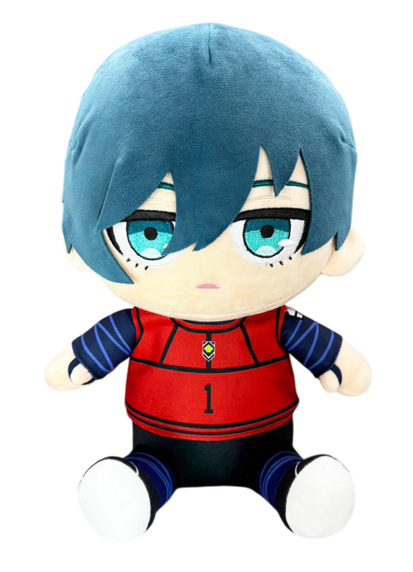 Great Eastern Entertainment Blue Lock - Itoshi Rin Team Red #1 Uniforme de peluche sentado de 12 pulgadas de alto