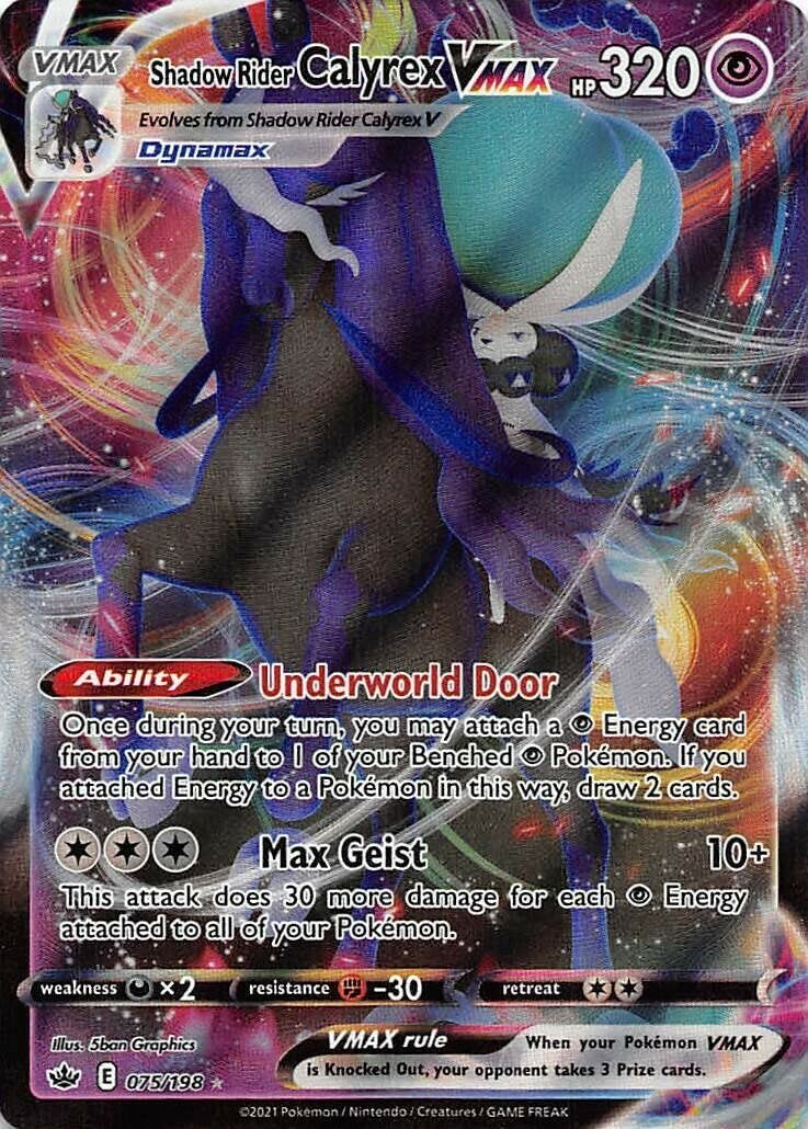 Amazon.com: Game Freak Pokémon TCG Shadow Rider Calyrex VMAX 075/198  Chilling Reign Ultra Rare NM/M : Toys & Games