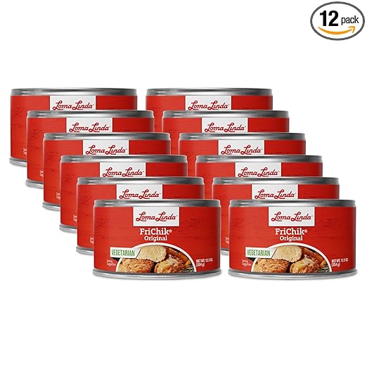 Vegetarian Chicken Plant Based Alternative - Loma Linda Frichik Original Meatless Protein, High Protein Meat Substitute, Chicken Replacement, Non-GMO, Versatile Cooking Ingredient, 12.5 oz Cans (Pack of 12)