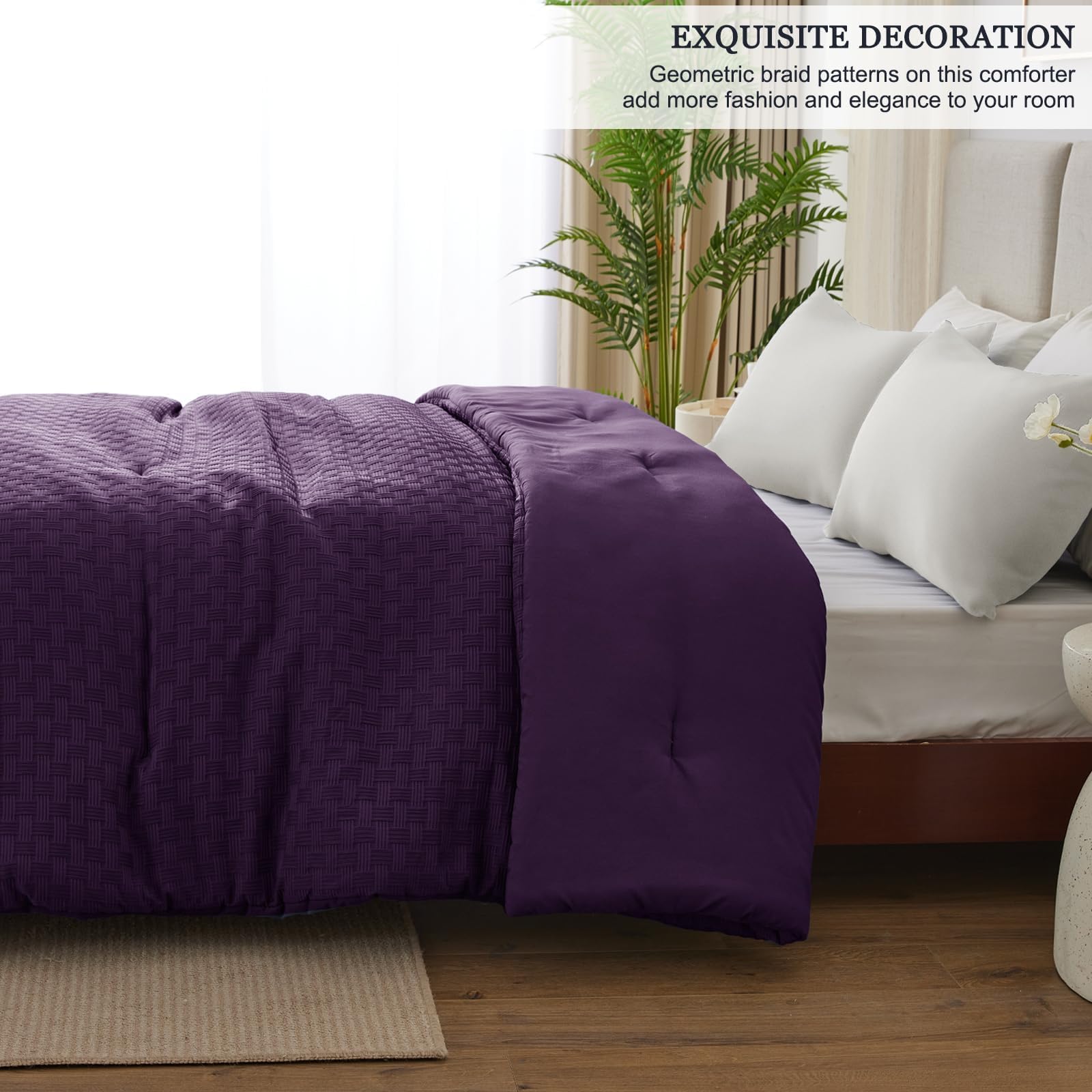 Whale Flotilla Couette 300GSM en Microfibre, 220 x 240 cm | Couette Chaude et Douce pour Lit 2 Personnes, Respirante, Confortable pour 4 Saisons, Violet