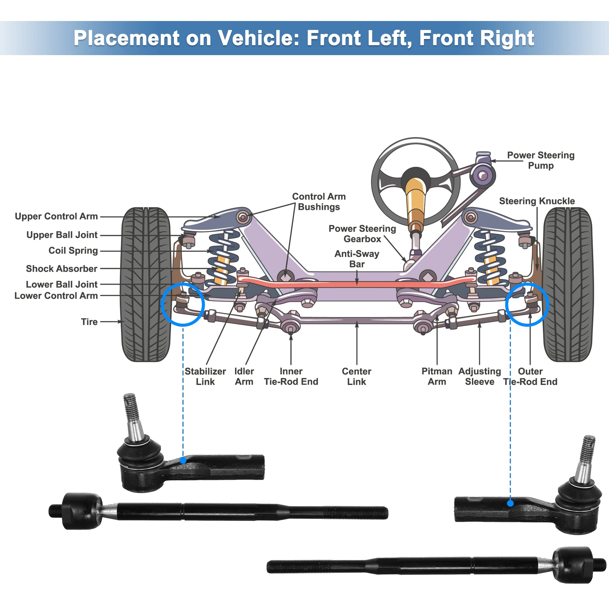 SC30様 X AUTOHAUX 4pcs Front Inner Outer Tie Rod End Links