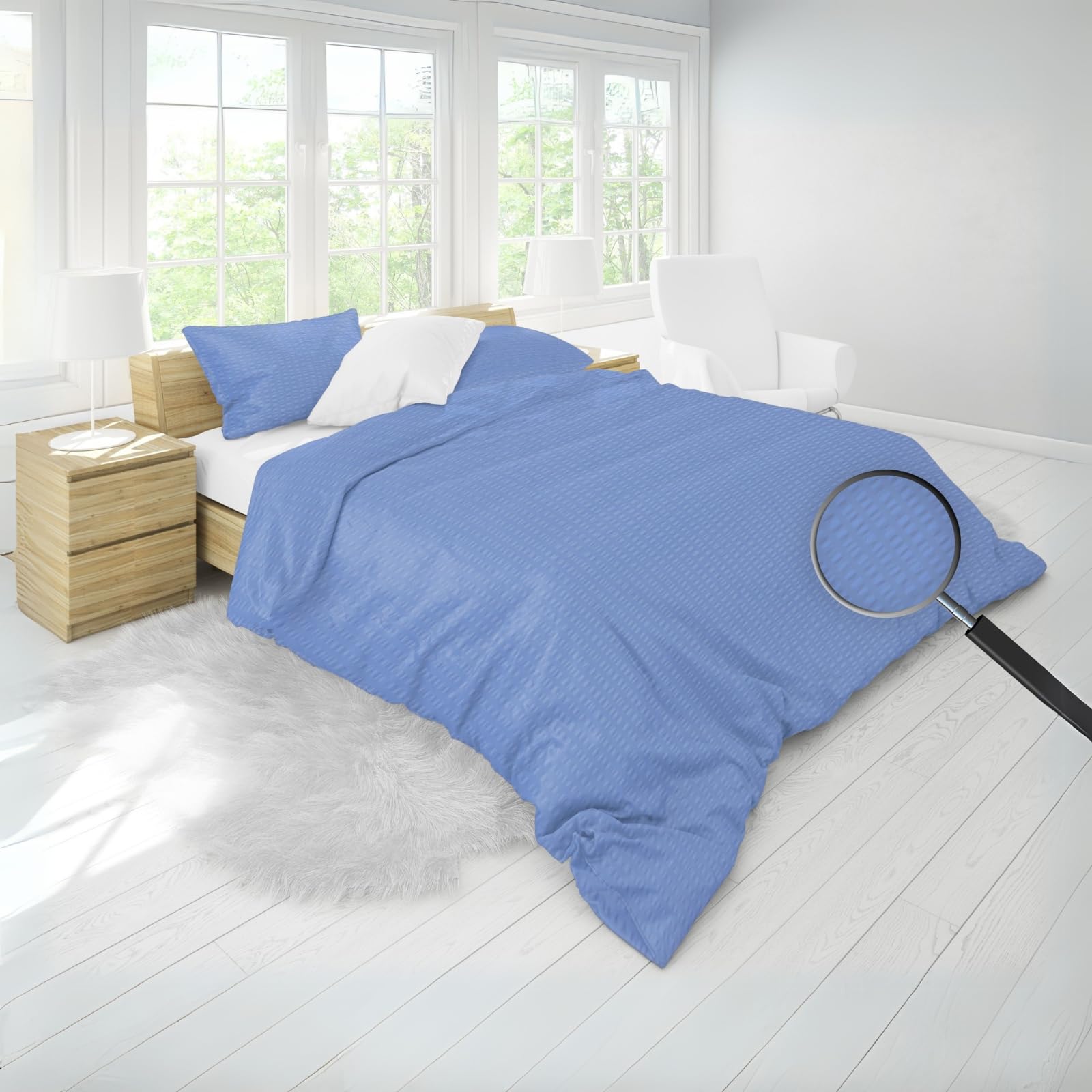 PremiumShop321 Seersucker-Bettwäsche 135x200 / 80x80 – Bügelfrei, 100% Baumwolle, Hotelverschluss