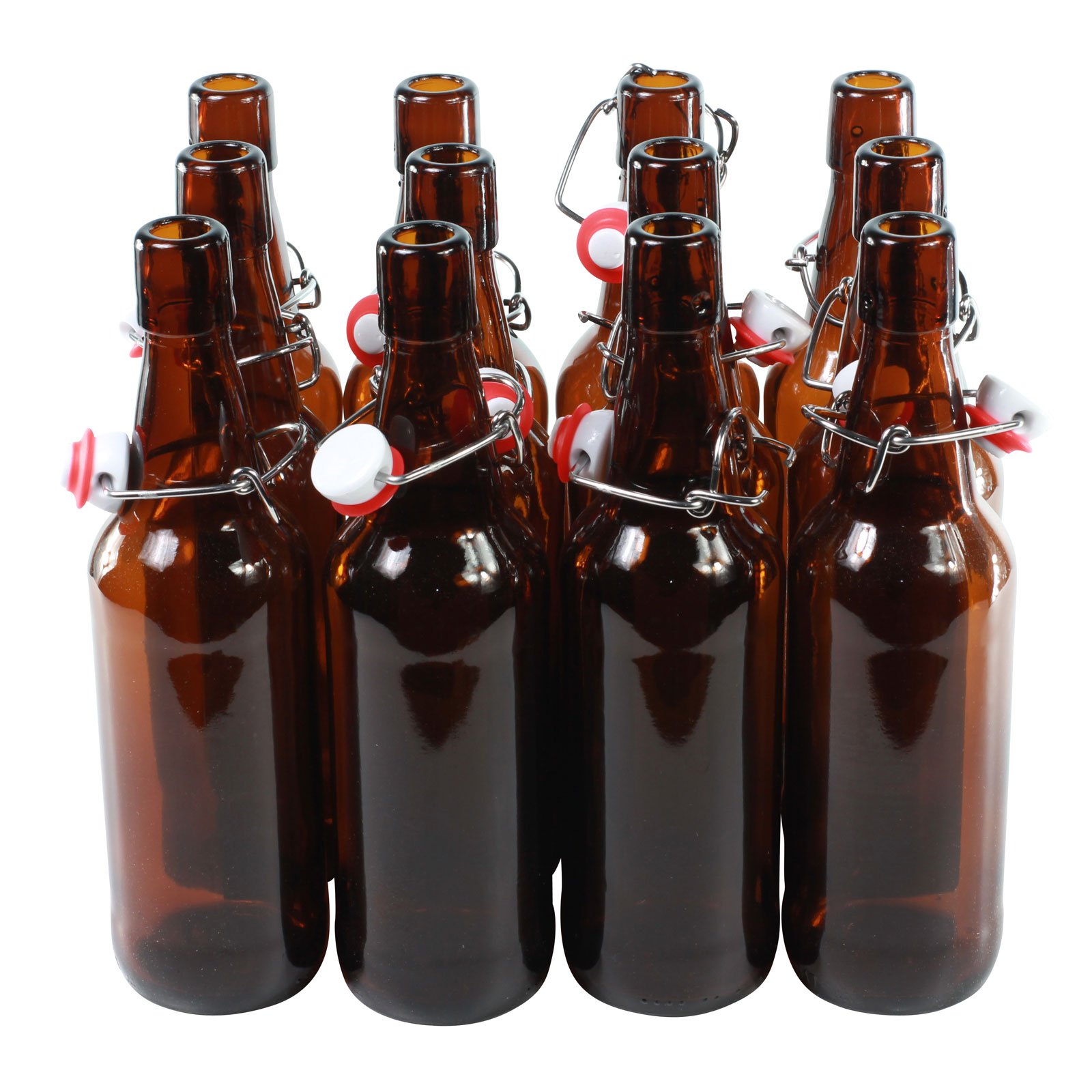 Bottiglie con tappo a pressione, in vetro marrone, confezione da 12, Vetro, 500 ml