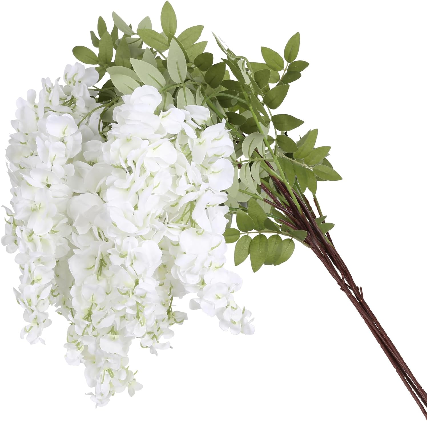 4PCS White Artificial Wisteria Hanging Flowers 40'' Tall Lush Fake Wisteria Flowers for Floor Vases Silk Flowers for Wedding Arch Ceremony Window Box Home Garden Backdrop Decoration (White)