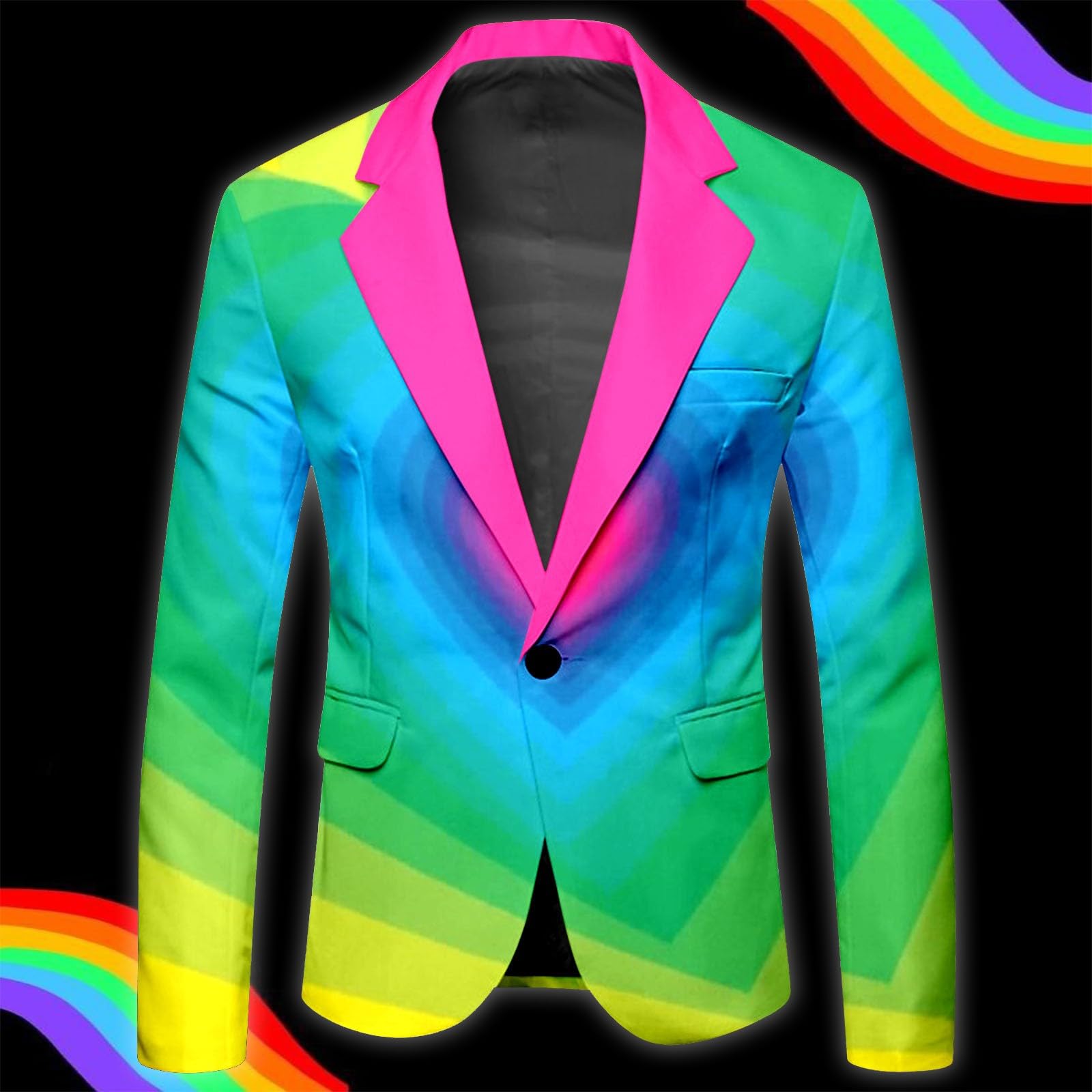 Giacca da uomo color arcobaleno giacca sportiva blazer uomo Funky smoking giacca matrimonio festa carnevale festa frack giacca vestibilità regolare business