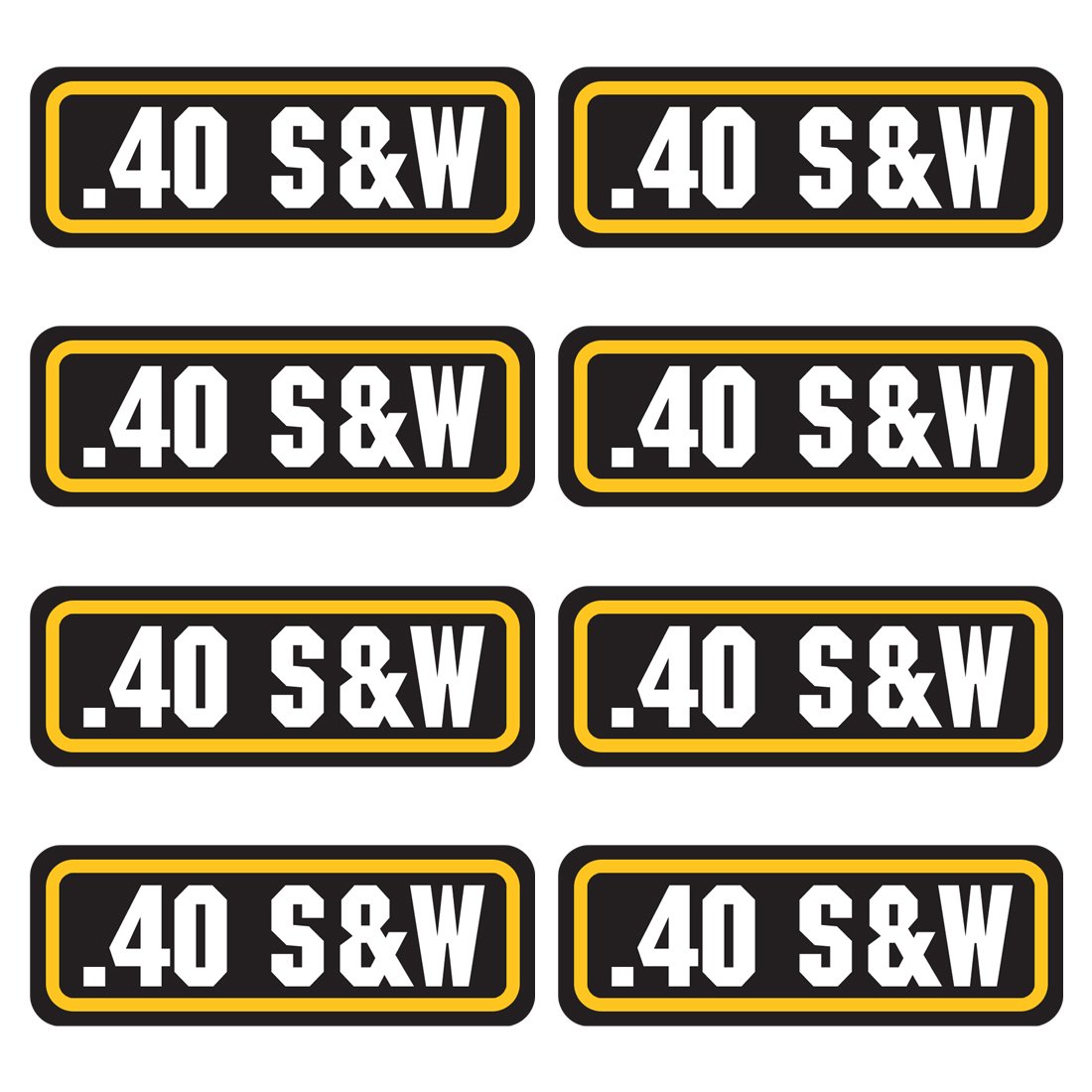 40 S&W Ammo Can Stickers, (3"x1.06",8 Pack) Vinyl Decals for Ammo Cans Metal, Storage Box, Gun Cases, Bullet Box & Ammo, Pouch Labels for Organizing