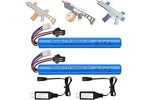 2Pcs Airsoft Splatter Ball Gun Battery SM2P XH-3 Rechargeable Gel Blaster 2PCS...