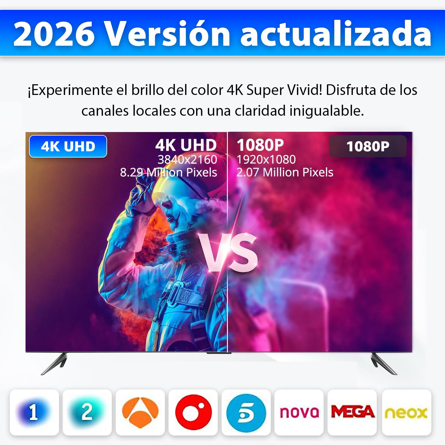 Antena TV Interior Digital de Panel 2026 – Diseño Ultrafino y Flexible con Amplificador, Recepción 360° de Largo Alcance, Compatible TDT/DVB-T2, Canales Gratis 4K/Full HD