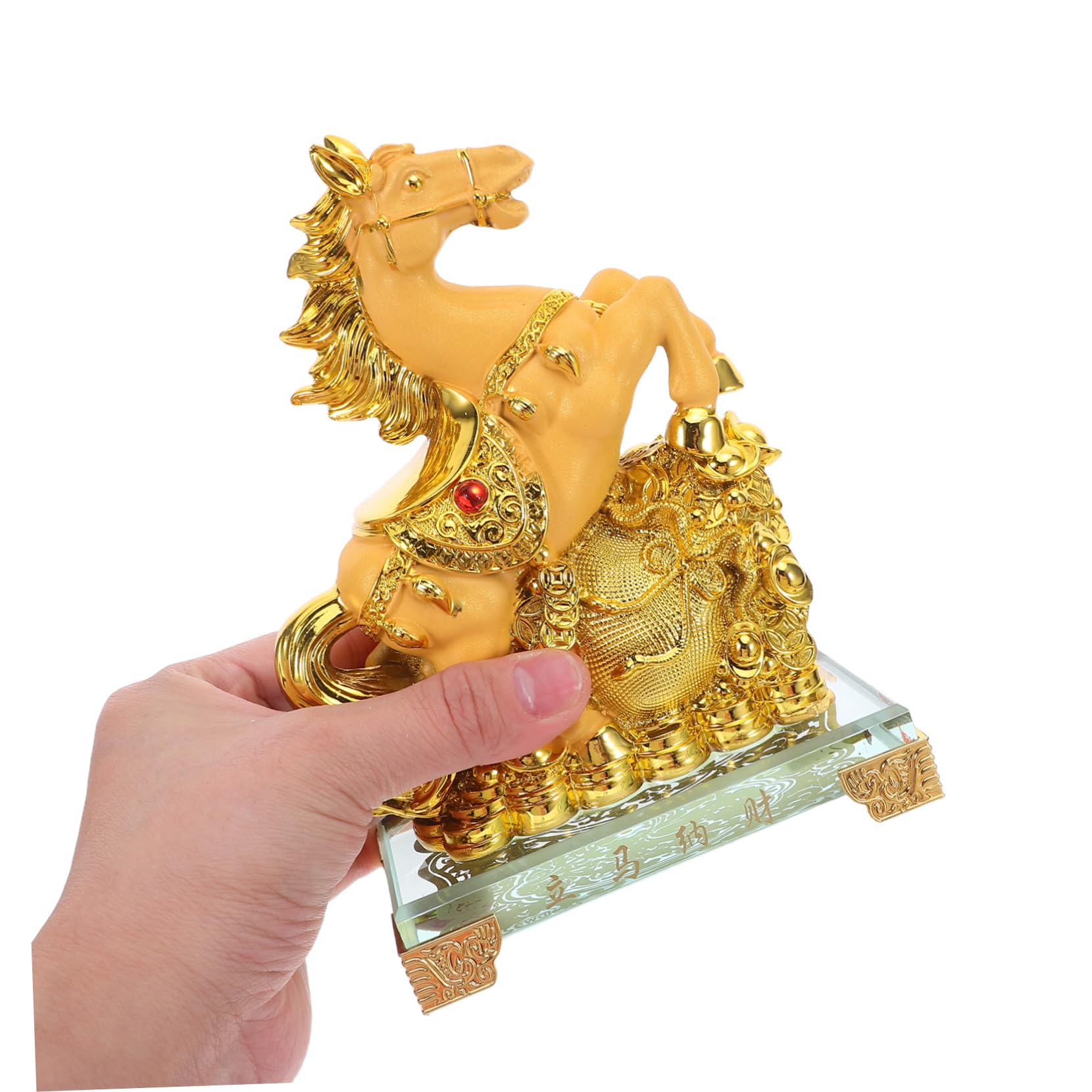MAGICLULU zabawki zodiaku konia ozdoby na stół w kształcie konia noworoczne posągi koni Deska rozdzielcza samochodu zwierząt zodiaku statua rok maskotki Golden