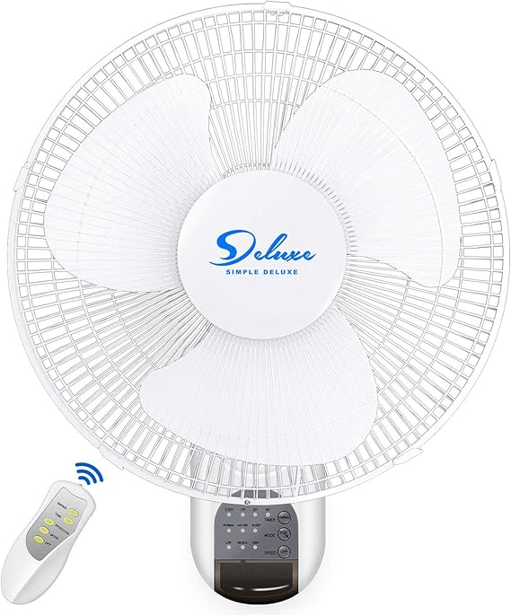 Simple Deluxe Wall Fan, 16 Inch Digital Wall Mounted Fan, with Remote