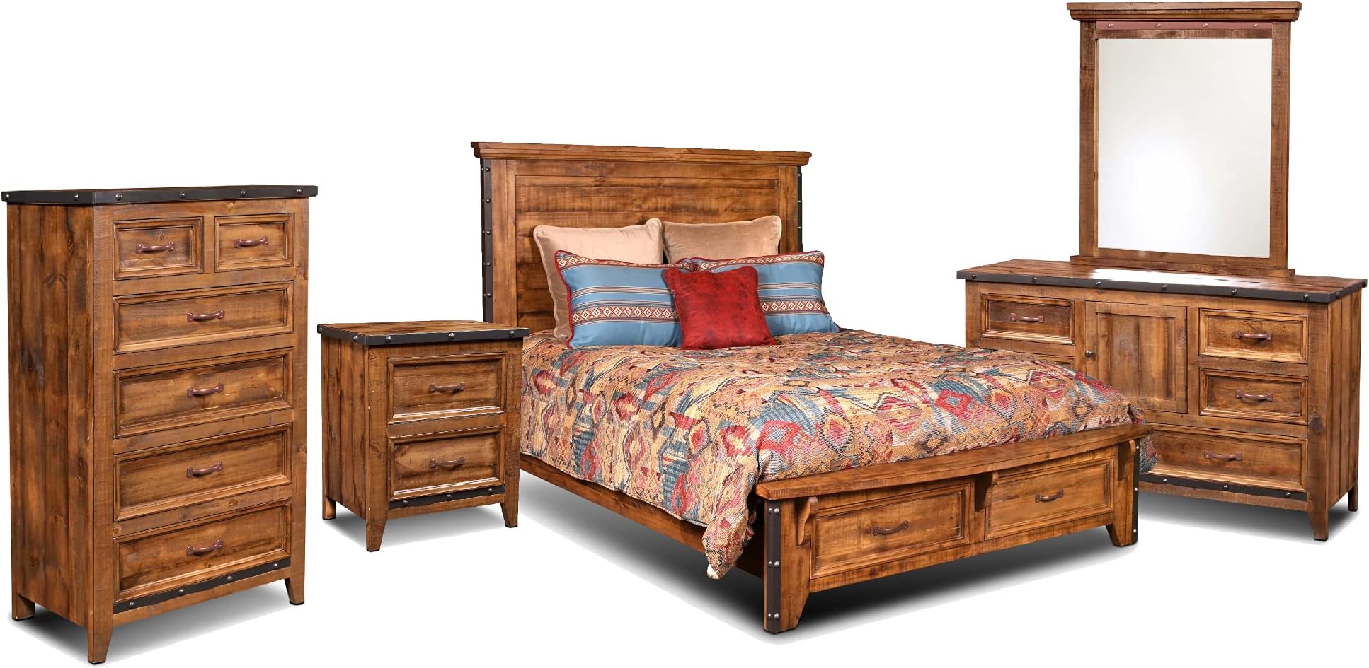 GTU Furniture Striking Two Tone Wooden 5Pc Queen Bedroom