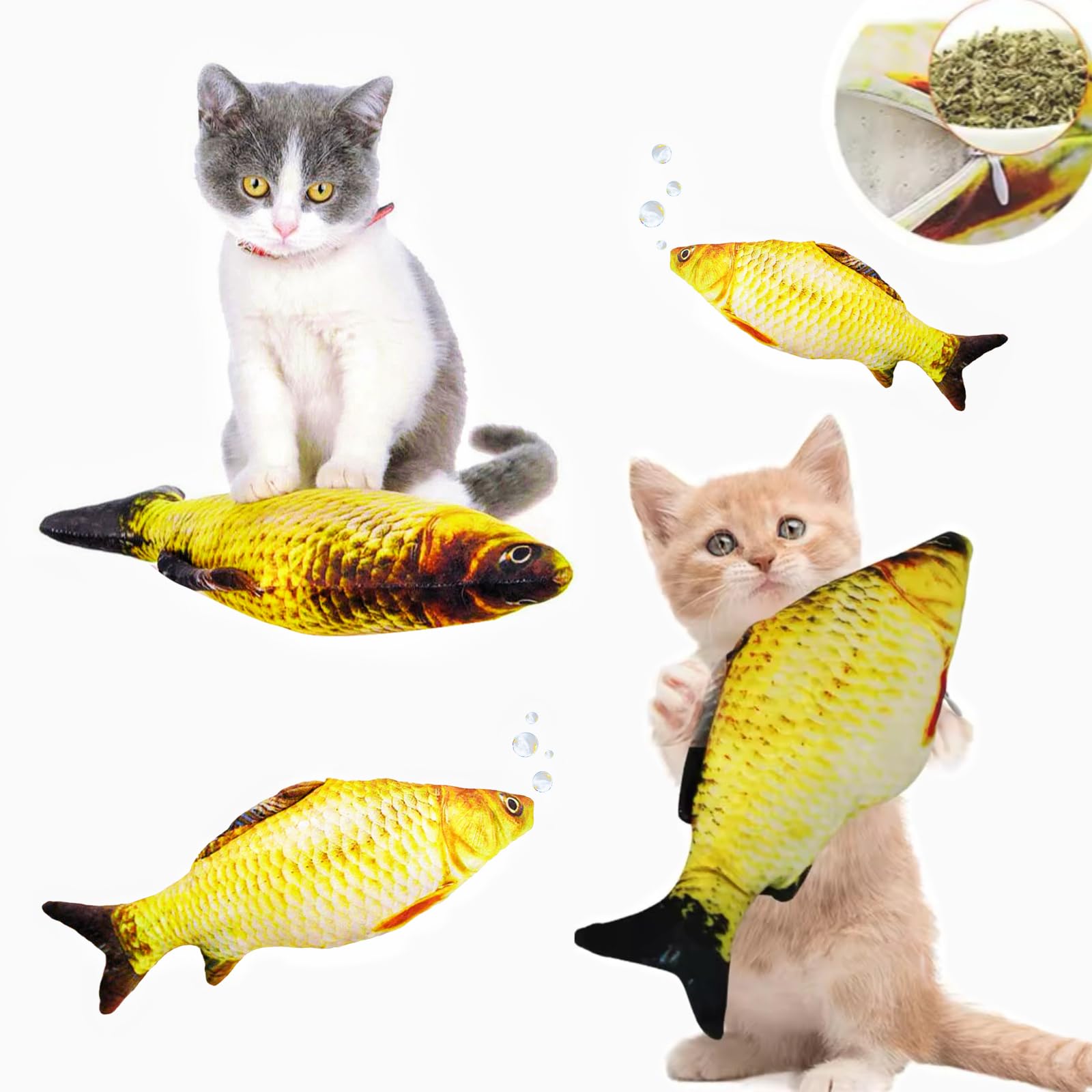 Sunkizzrs® Catnip Mint Simulation Fish Toy for Cat (30cm/11.8inch) - Catnip Toys for Cats - Interactive Kitten Chewing Scratching Play Fun Pet Toys