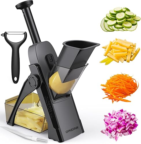 Cortadora de mandolina segura para cocina, picadora de verduras 5 en 1, cortador de papas fritas para papas, cortador de papas, picador de