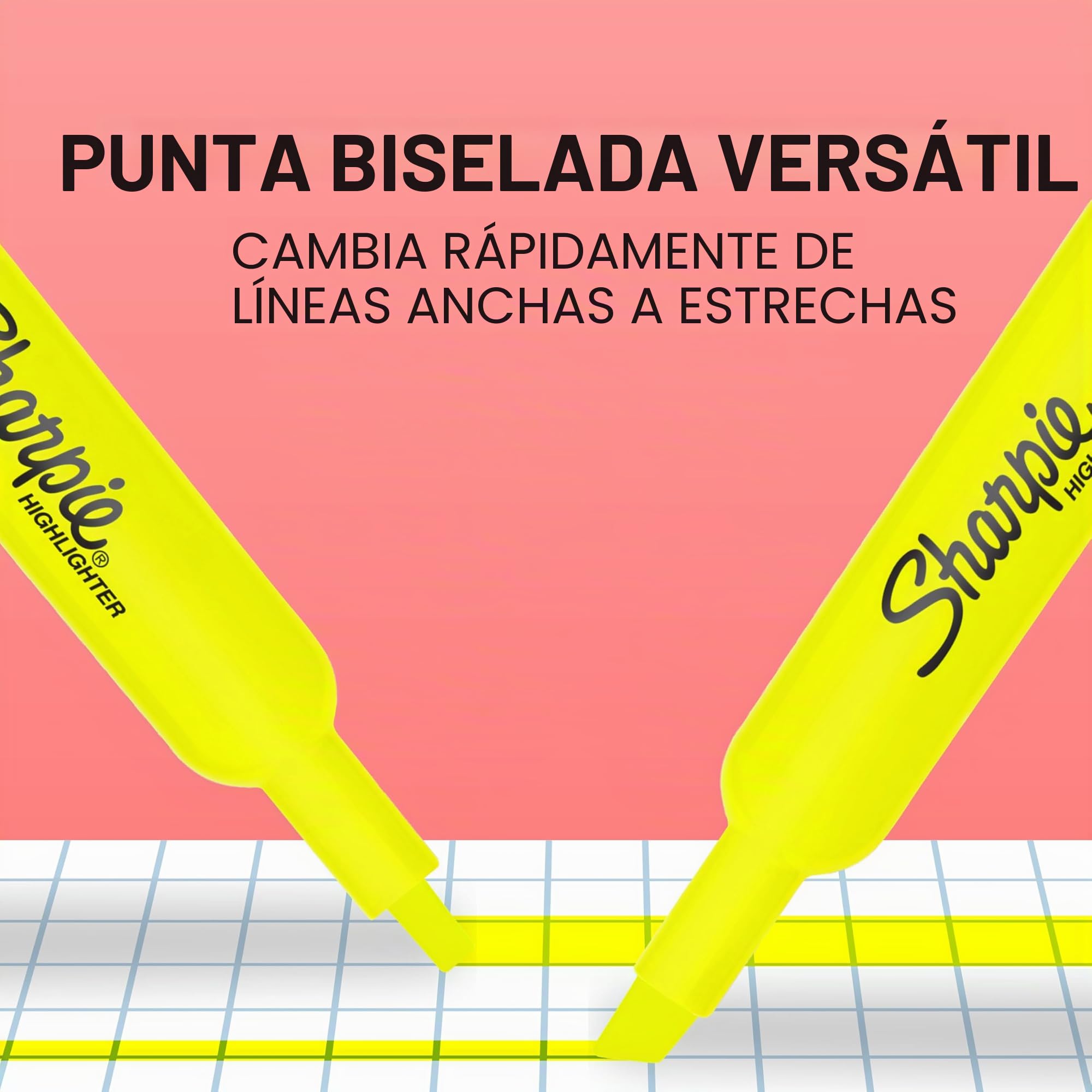 Sharpie 25164PP Accent Tank Highlighters, punta de cincel, amarillo fluorescente, 4 unidades