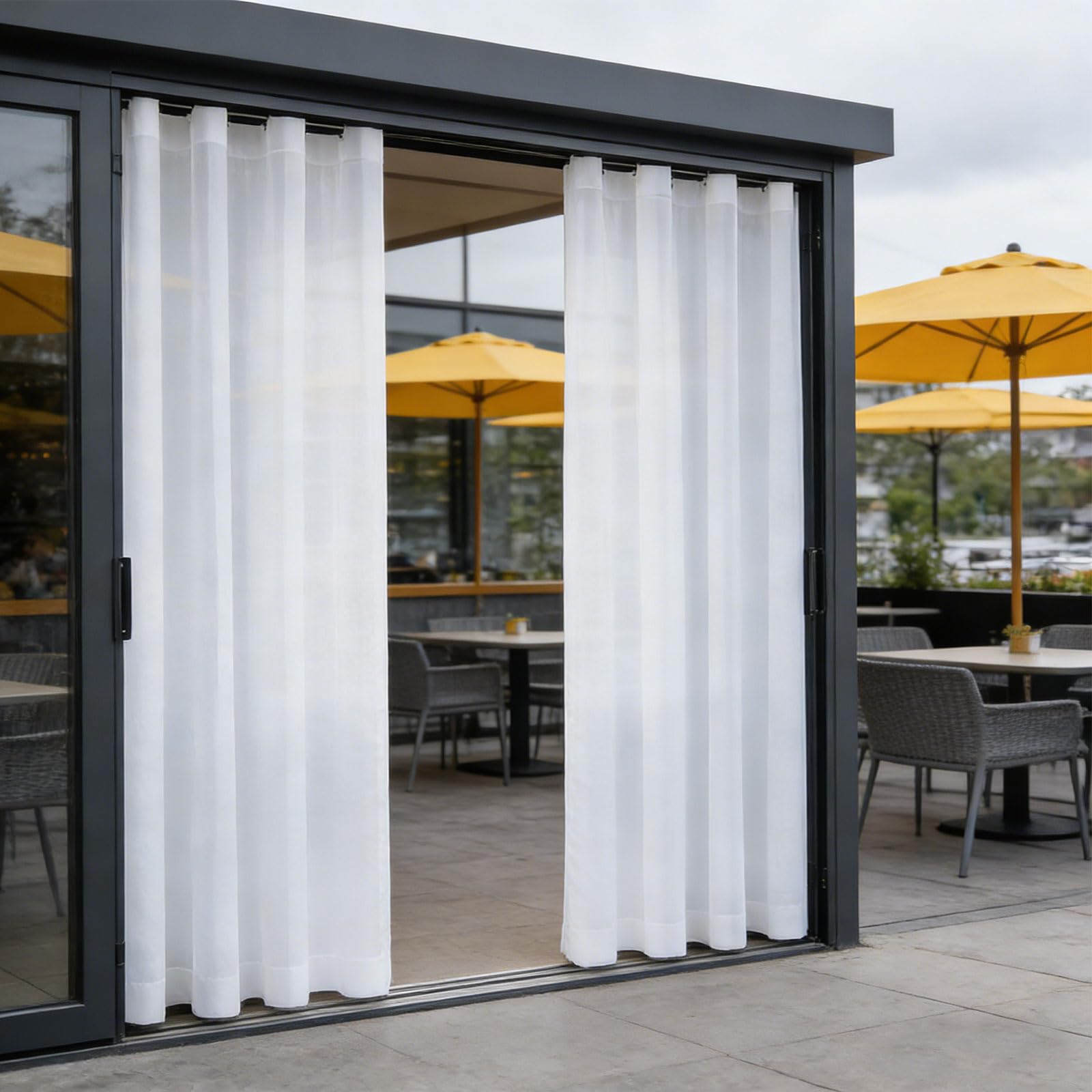 GUOJUN Gardinen Vorhänge mit Ösen 85 x 295 cm mit Ösen, Durchlässig, Dekoschal Transparent Wohnzimmer für Schlafzimmer Wohnzimmer, Weiß