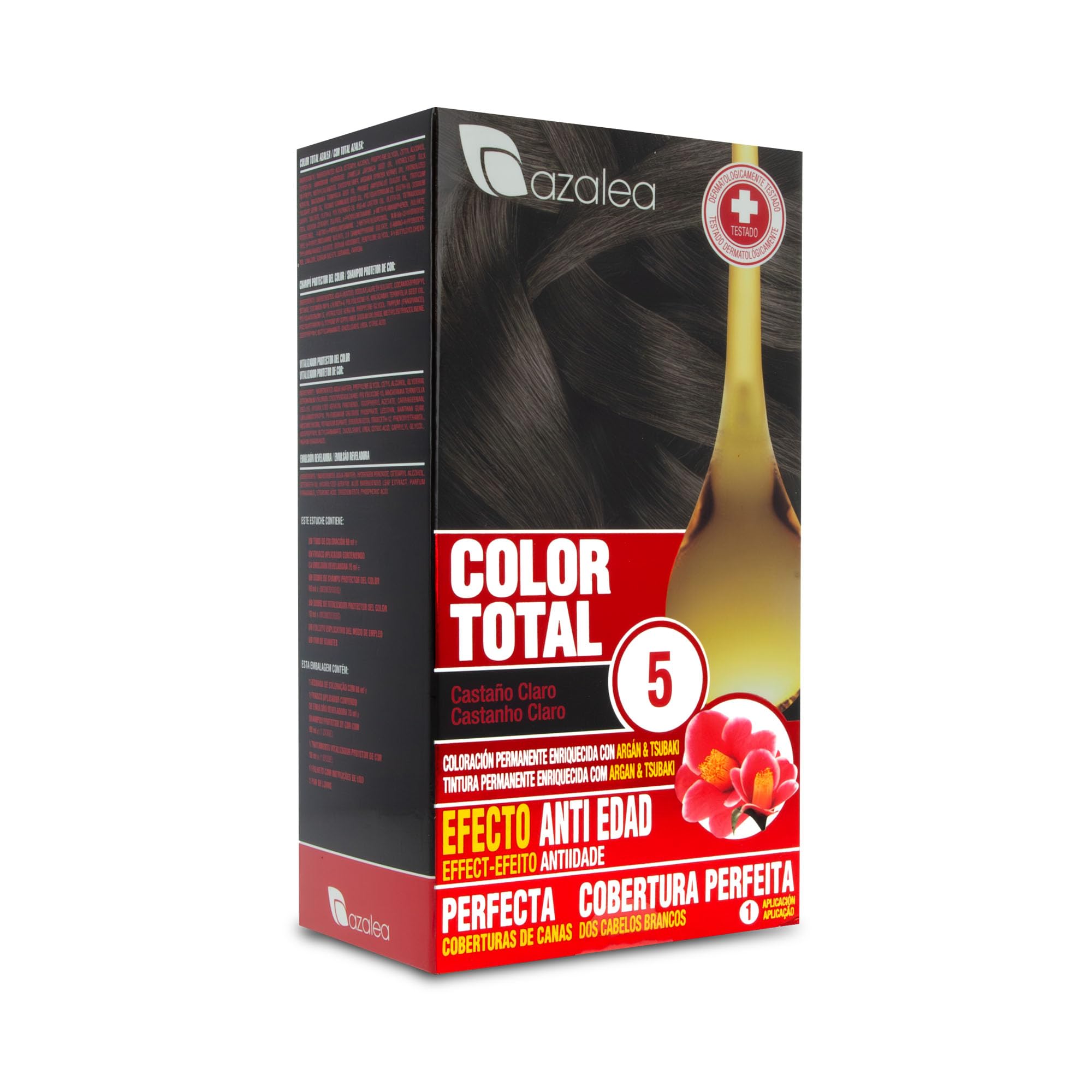 ALEA - Tinte Pelo Mujer - Color Total - Nº 5 - Color Castaño Claro - Coloración Permanente en Crema - Aceite Argán y Tsubaki - Cobertura Total de Canas - Aclara 3 Tonos en Cabellos Naturales