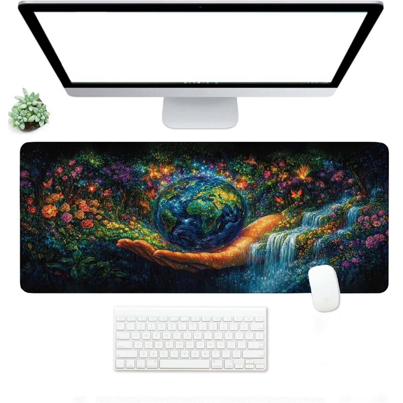 Podkładka pod mysz XXL 1000 x 500 x 3 MM, zielona duża podkładka pod mysz z wodoodporną i gumową antypoślizgową ręką pod biurko zszyte krawędzie, poprawia precyzję i szybkość dla gracza W-804