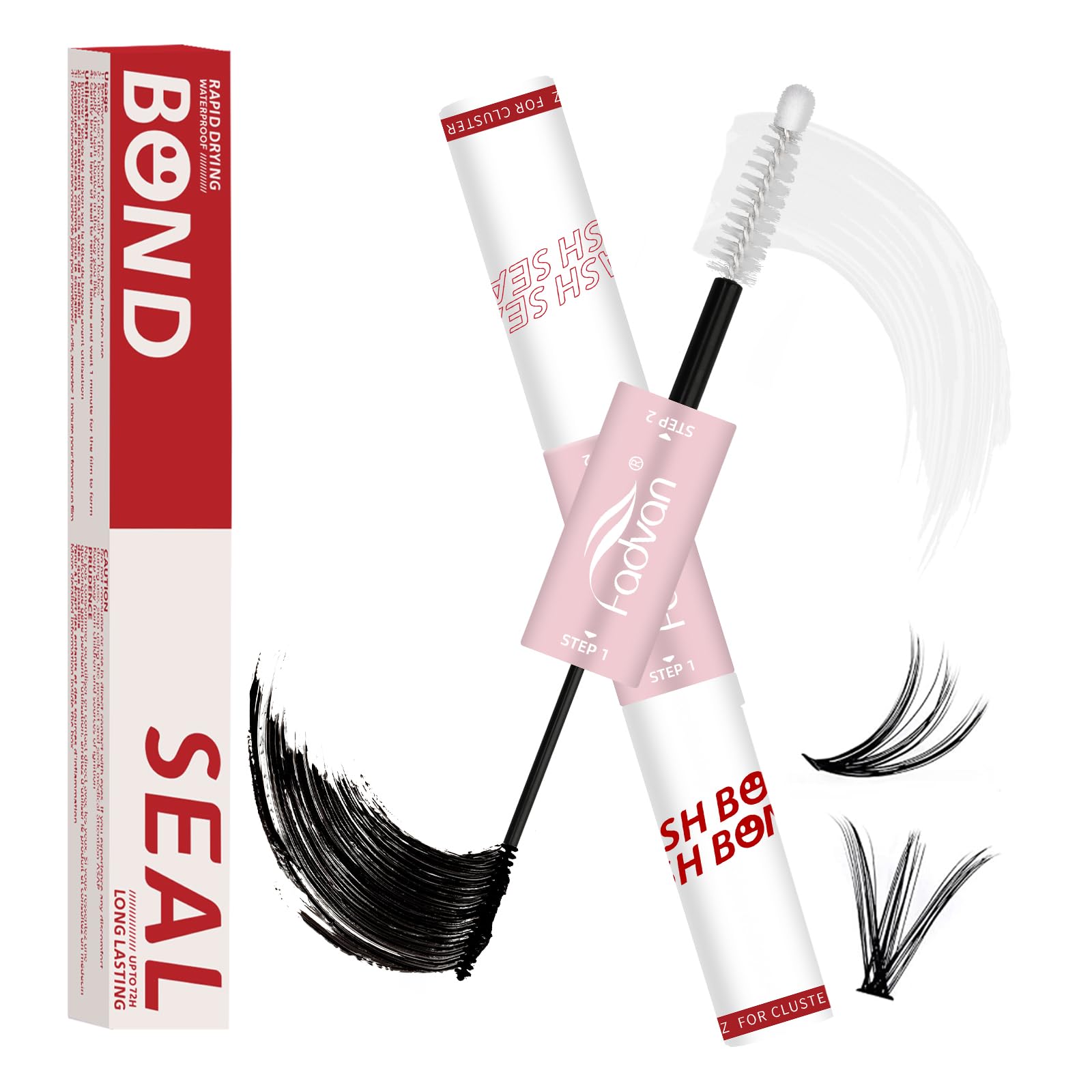 FADVAN Lash Bond & Seal - 48-72HR Professional Hold, Fast Dry (2-3s) | 2-in-1 Adhesive for Cluster Extensions, Waterproof, Requires Skill for Application