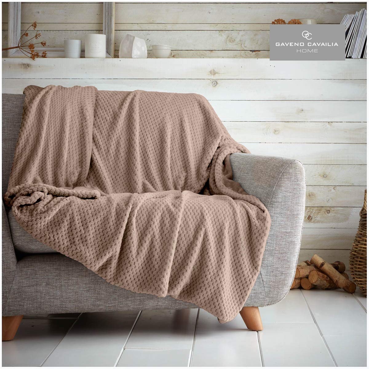 Gc Gaveno Cavailia Popcorn-Oyster Easy Care Teddy Fleece Throw, Luxury Super Soft & Warm Honeycomb Settee Blanket, Size, Polyester, Single(130X150)